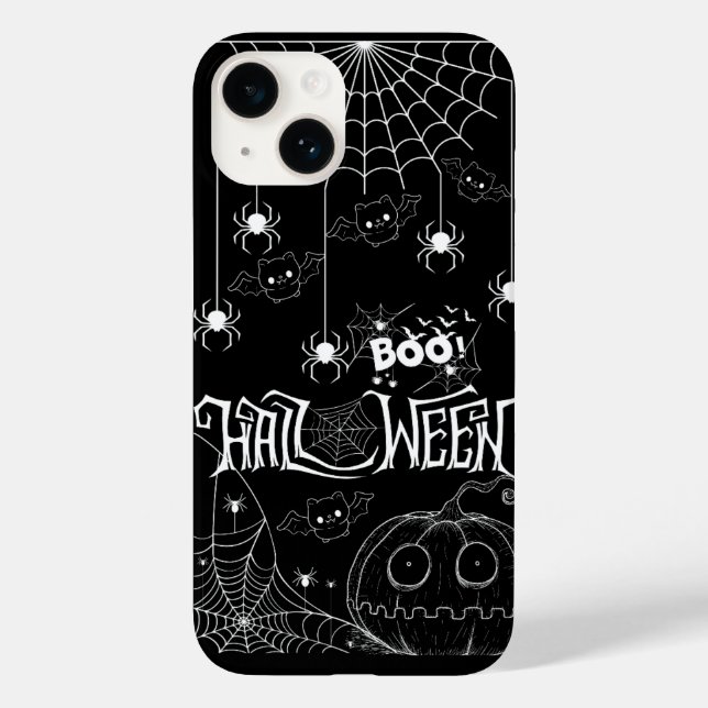Cute Fladdermus & Spooky Pumpkins iphone case (Baksida)