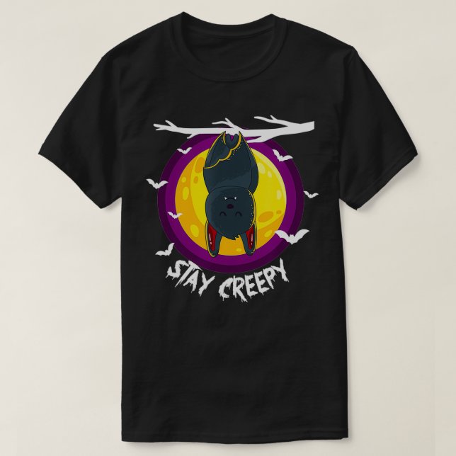 Cute Fladdermus Stanna vid Creepy DIY Funny Hallow T Shirt (Design framsida)