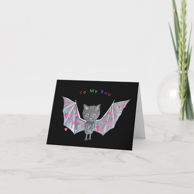 Cute Fladdermus till min Boo Kärlek Valentine-årsd Kort (Framsida)