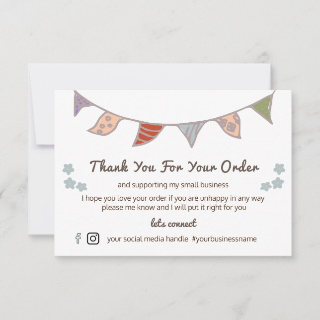 Cute Flagga & Flowers-Tack för beställning Tack Kort (Framsida)