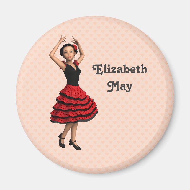 Cute Flamenco Dancer (Personlig) Magnet (Framsidan)