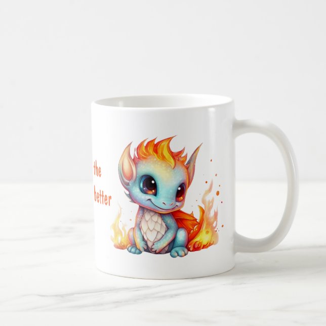 Cute Flaming Baby Dragon Kaffemugg (Höger)