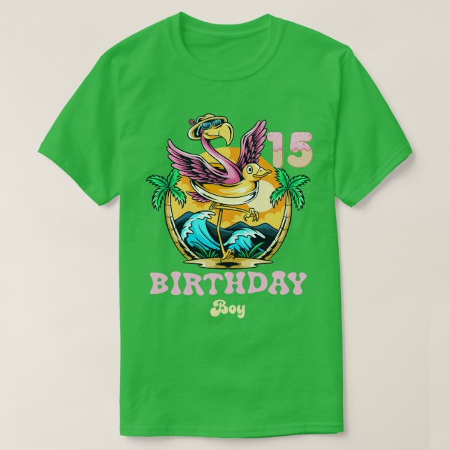 Cute Flamingo 15:e födelsedagspojken T Shirt (Design framsida)