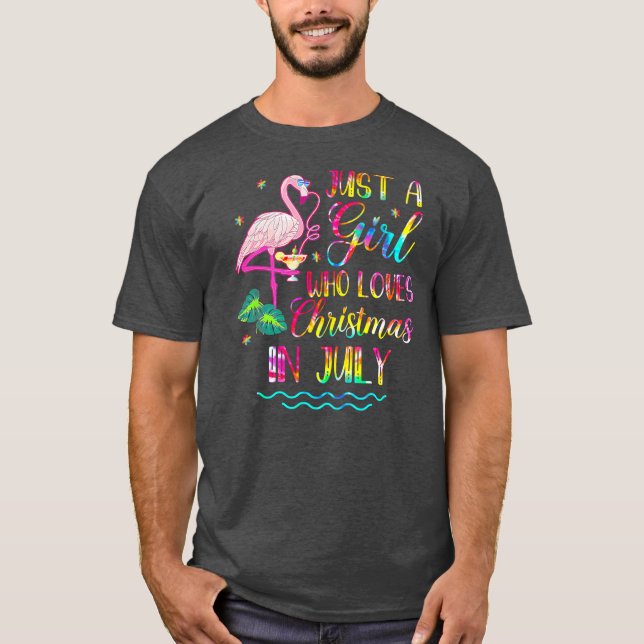 Cute Flamingo är bara en flicka som Kärlek T Shirt (Framsida)