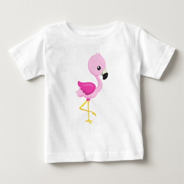 Cute Flamingo, Baby Flamingo, Rosa Flamingo, Bird T Shirt (Framsida)
