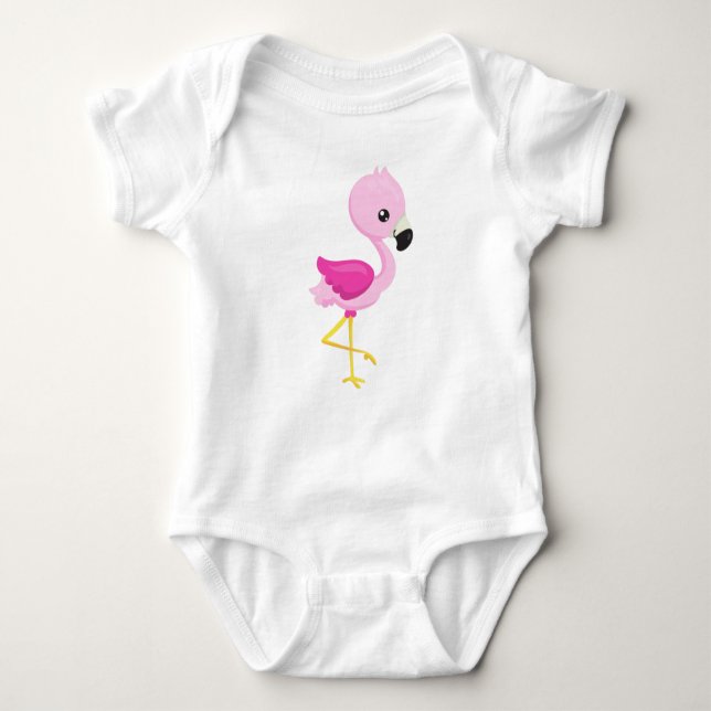 Cute Flamingo, Baby Flamingo, Rosa Flamingo, Bird T Shirt (Framsida)