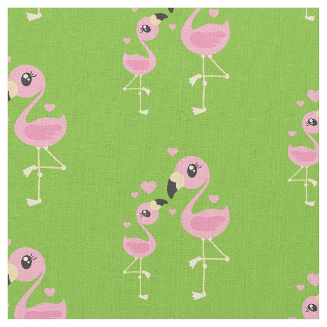 Cute Flamingo Baby Nursery Decor Fabric Tyg (Närbild)
