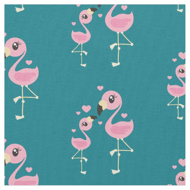 Cute Flamingo Baby Nursery Decor Fabric Tyg (Närbild)