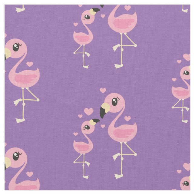 Cute Flamingo Baby Nursery Decor Fabric Tyg (Närbild)
