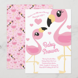 Cute Flamingo Baby Shower Tropical Beach Rosa Girl Inbjudningar