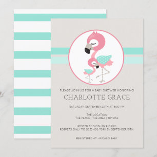 Cute Flamingo Bird Personlig Baby Shower Inbjudningar