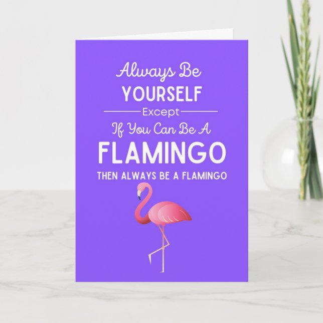 Cute Flamingo Cards Funny Humor Pink Bird Humorous Kort (Framsida)
