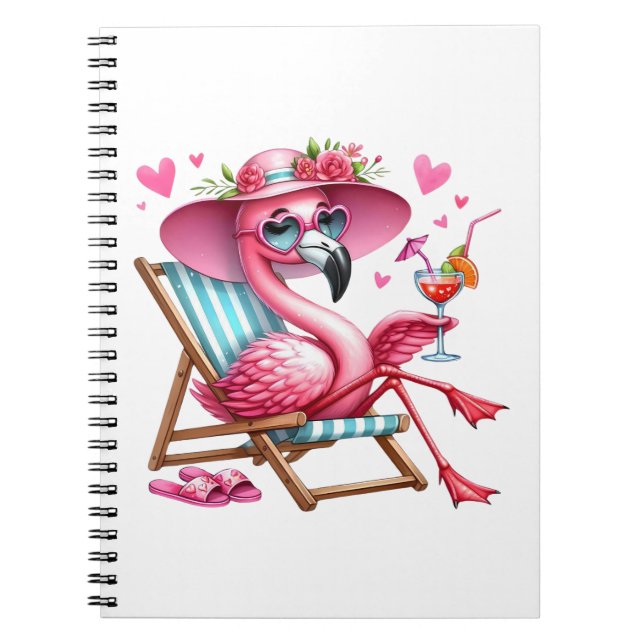 Cute Flamingo Clipart Anteckningsbok (Framsidan)