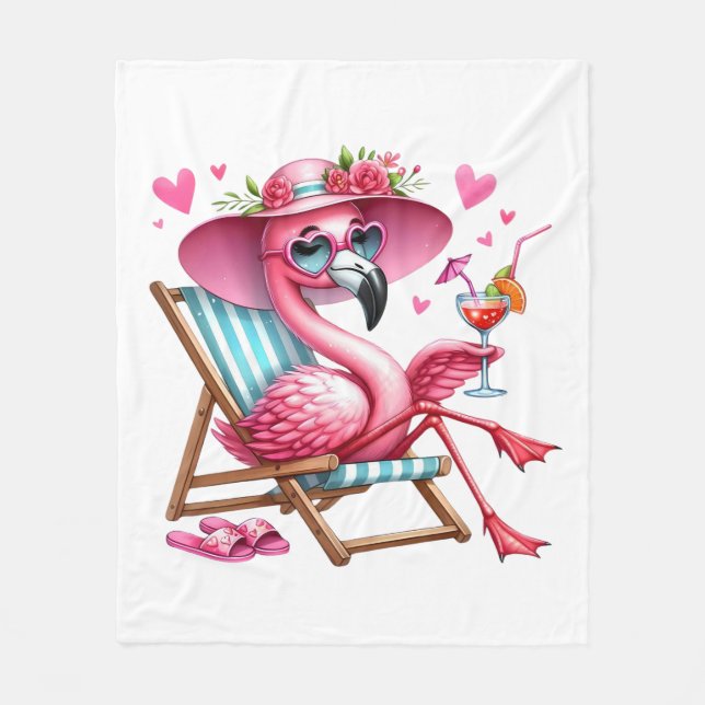 Cute Flamingo Clipart Fleecefilt (Framsidan)