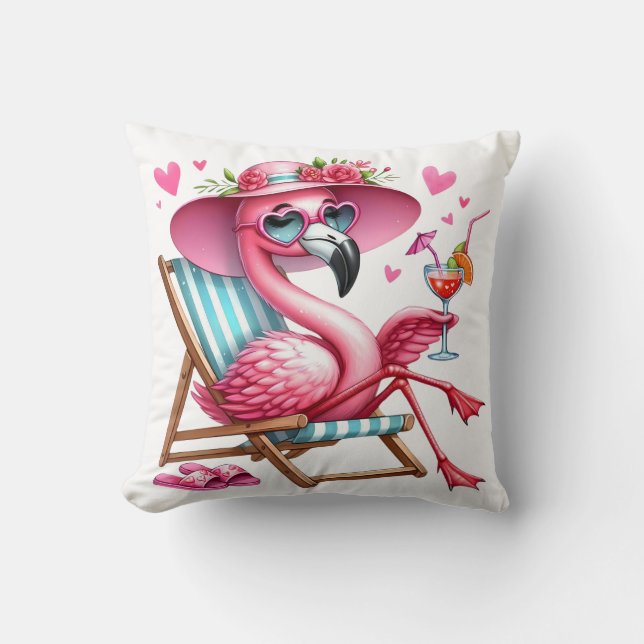 Cute Flamingo Clipart Kudde (Framsida)