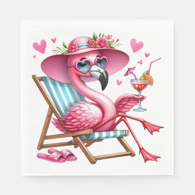 Cute Flamingo Clipart Pappersservett (Framsidan)