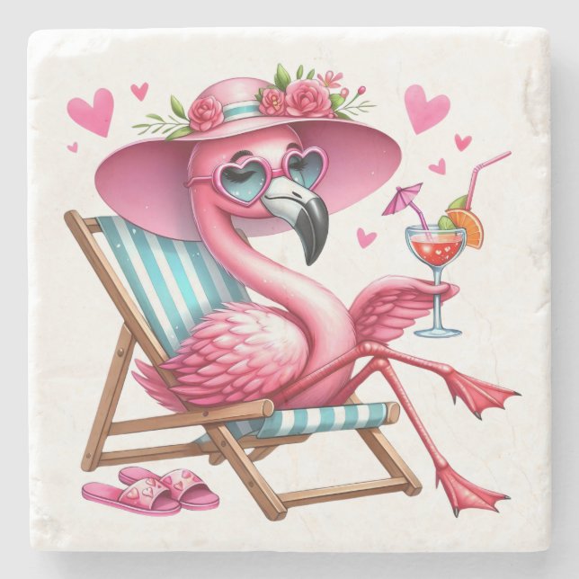 Cute Flamingo Clipart Stenunderlägg (Framsidan)