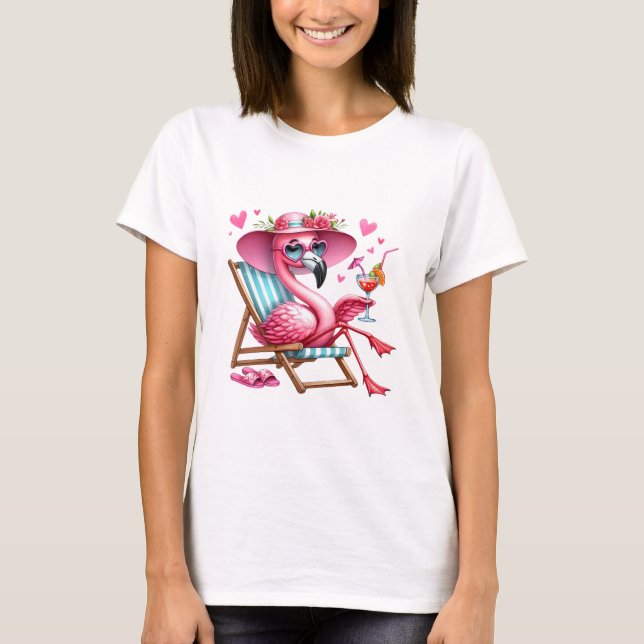 Cute Flamingo Clipart T Shirt (Framsida)