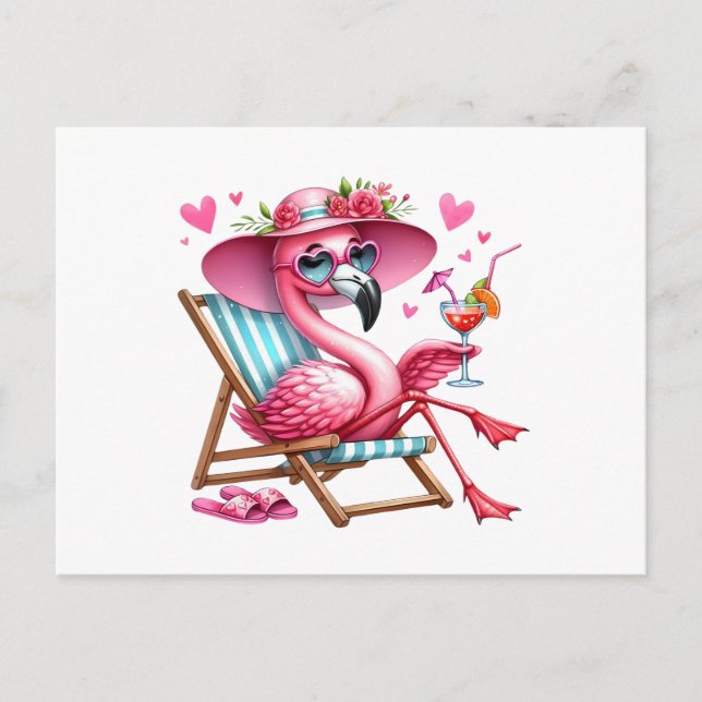 Cute Flamingo Clipart Vykort (Framsida)