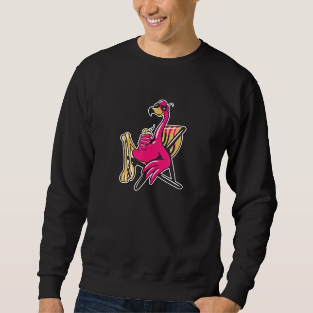 Cute Flamingo Cocktail Beach Kärlek Lång Ärmad Tröja (Framsida)