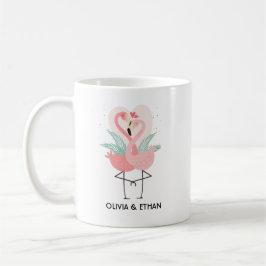Cute Flamingo Ett par Personliger Alla hjärtans da Kaffemugg