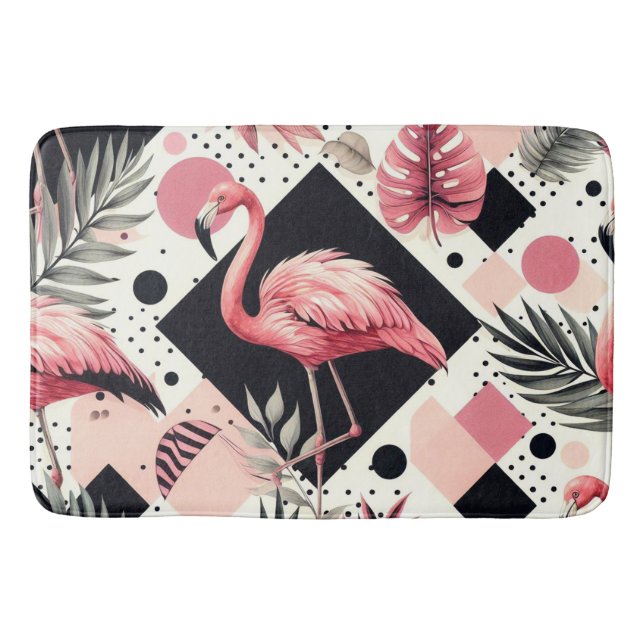 Cute Flamingo Geometric Badrumsmatta (Framsidan)