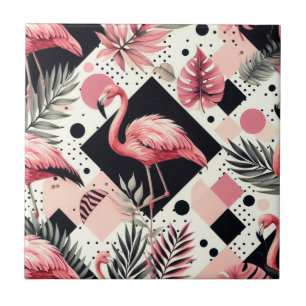 Cute Flamingo Geometric Kakelplatta