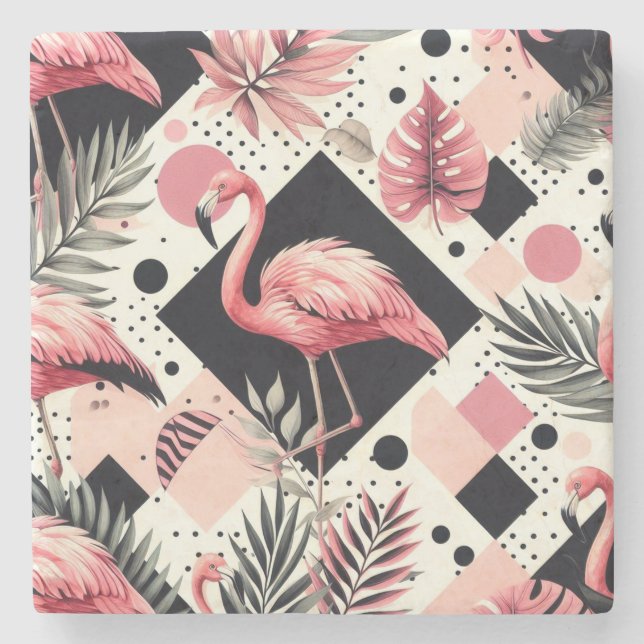 Cute Flamingo Geometric Stenunderlägg (Framsidan)