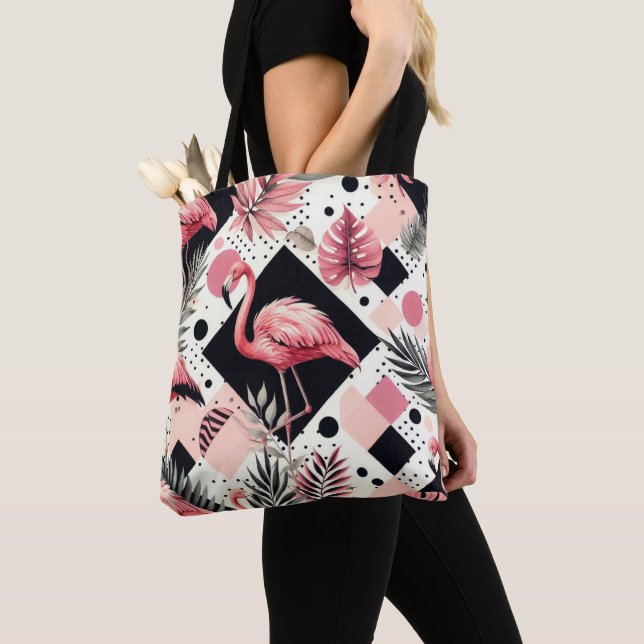Cute Flamingo Geometric Tygkasse (Närbild)