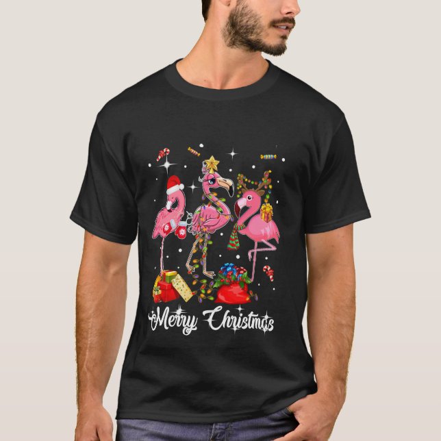 Cute Flamingo God jul Gift T-Shirt (Framsida)