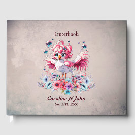 Cute flamingo i tecknad stil. gästböcker