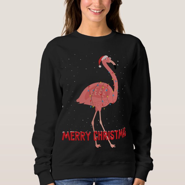 Cute flamingo Julgran Ljus T Shirt (Framsida)