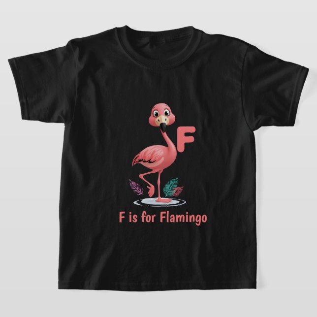 Cute Flamingo Kids T-Shirt | F is for Flamingo Alp (Laydown)