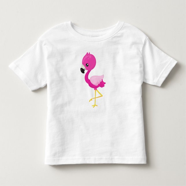 Cute Flamingo, Little Flamingo, Rosa Flamingo T Shirt (Framsida)