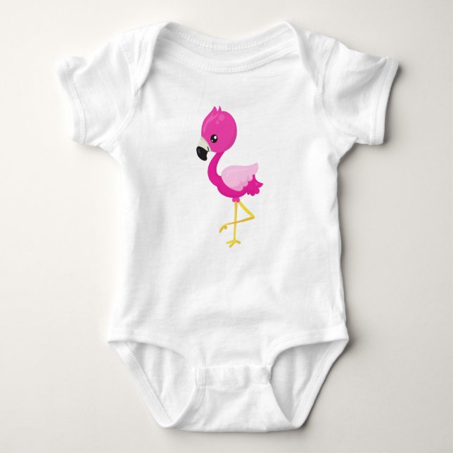 Cute Flamingo, Little Flamingo, Rosa Flamingo T Shirt (Framsida)