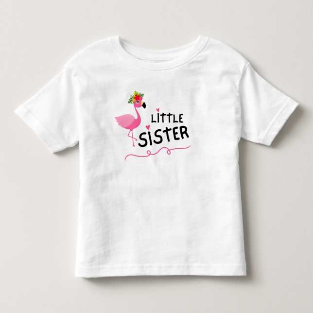 Cute Flamingo Little Sister T Shirt (Framsida)