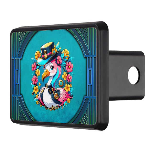 Cute flamingo med en färglös sommarhatt dragkroksskydd (Vänster)