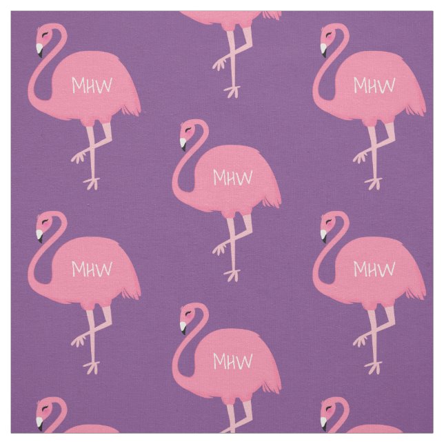 Cute Flamingo monogram anpassningsbar (tillval) Tyg (Provkarta)