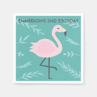 Cute Flamingo Pastel Personlig Party Napkin Pappersservett
