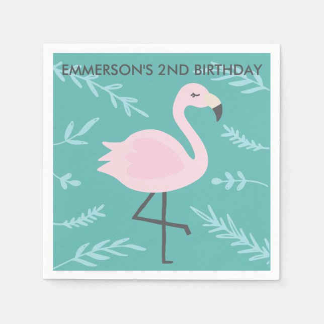 Cute Flamingo Pastel Personlig Party Napkin Pappersservett (Framsidan)