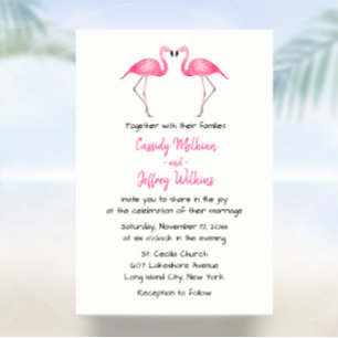 Cute Flamingo Rosa Beach Sommar Tropical Bröllop Inbjudningar
