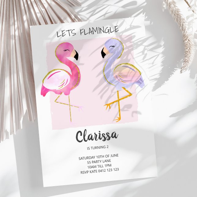 Cute Flamingo Rosa Girly-inbjudan Inbjudningar (Skapare uppladdad)