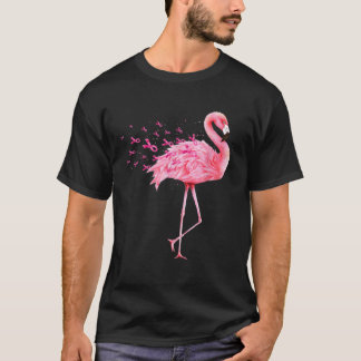 Cute Flamingo Rosa Ribbon Breast Cancer Awareness T Shirt