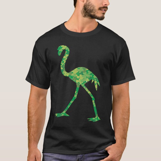 Cute Flamingo Shamrocks Irish St Patricks Day Anim T Shirt (Framsida)