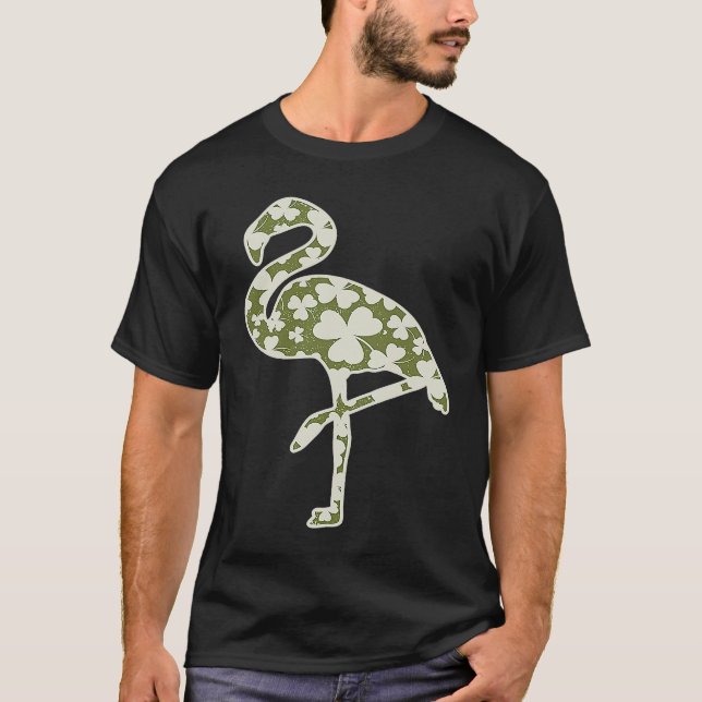 Cute Flamingo Shamrocks Irish St patricks day Anim T Shirt (Framsida)