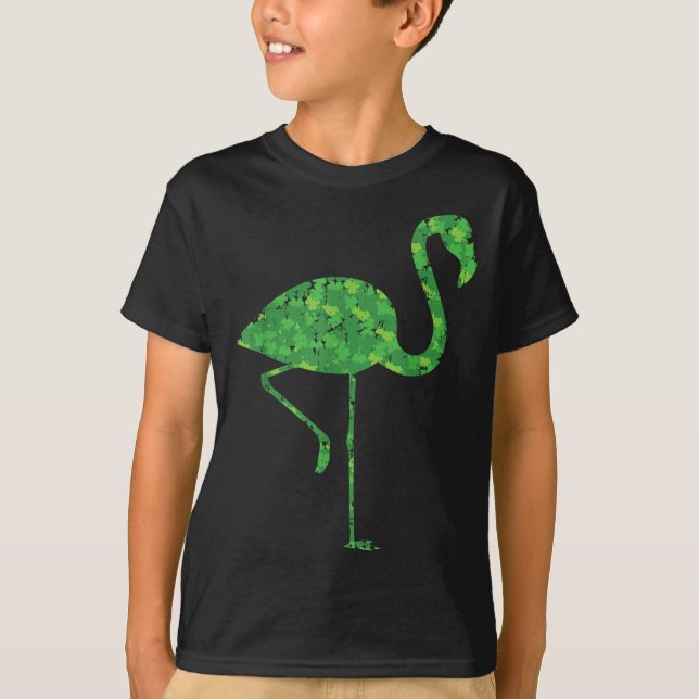 Cute Flamingo Shamrocks Shirt St Patricks Day Anim T Shirt (Framsida)