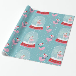 Cute flamingo snö globes presentpapper
