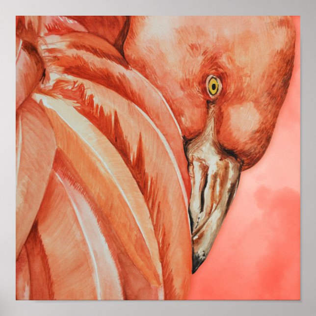 Cute Flamingo Teckning Poster (Framsidan)