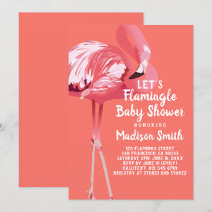 Cute Flamingo Tropical Låt oss Flamingle Baby Show Inbjudningar