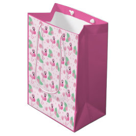 Cute Flamingo Tropical Löv Flowers Mönster Rosa